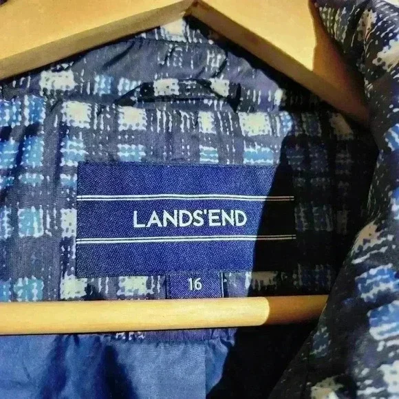 Lands End Plaid Long Jacket, Size 16 - Picture 5 of 10